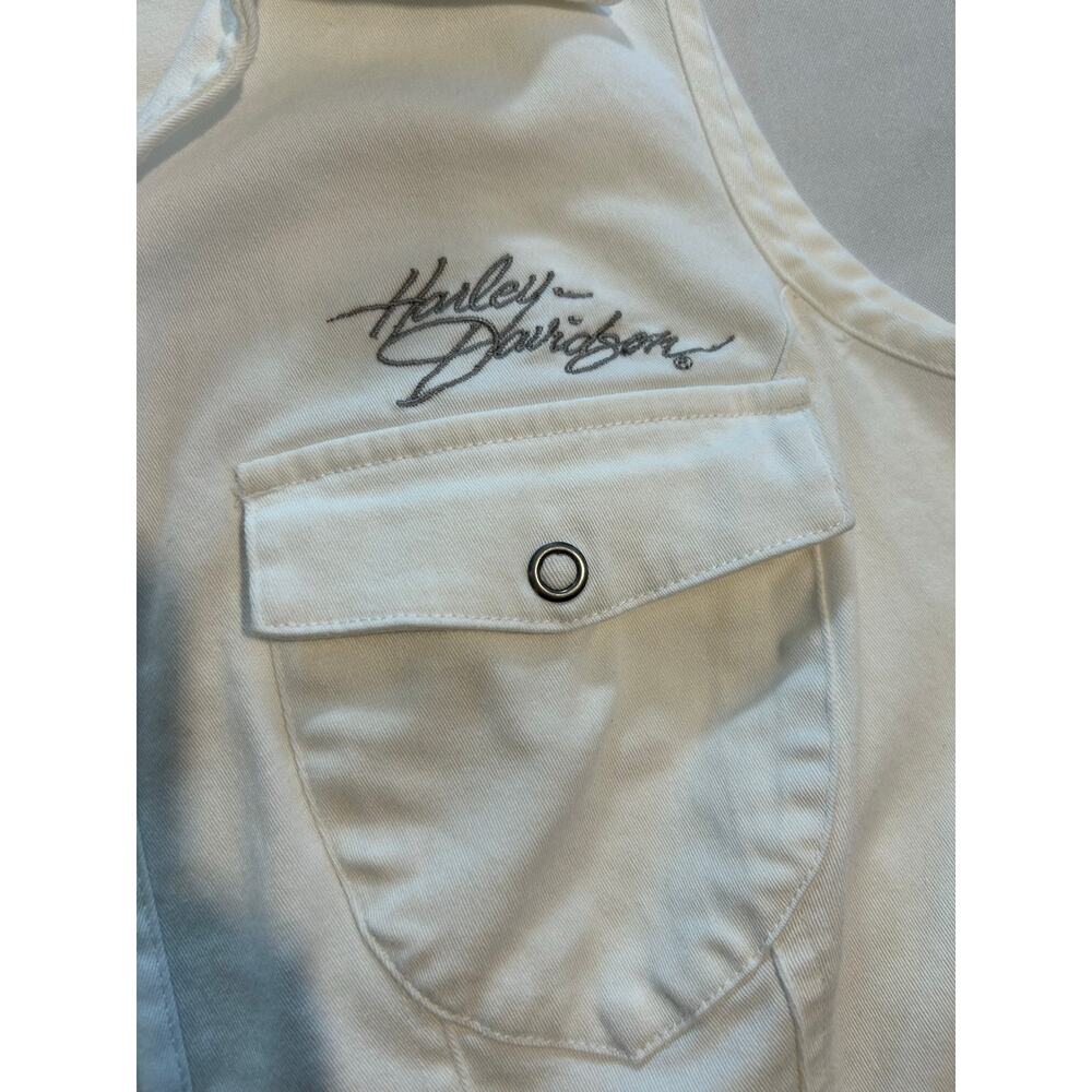 Harley Davidson Women's Zip Up Sleeveless Tank White Large - Picture 6 of 10